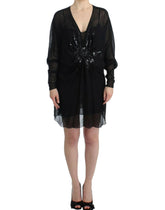 Cavalli Black long sleeve silk dress -   -  Cavalli.